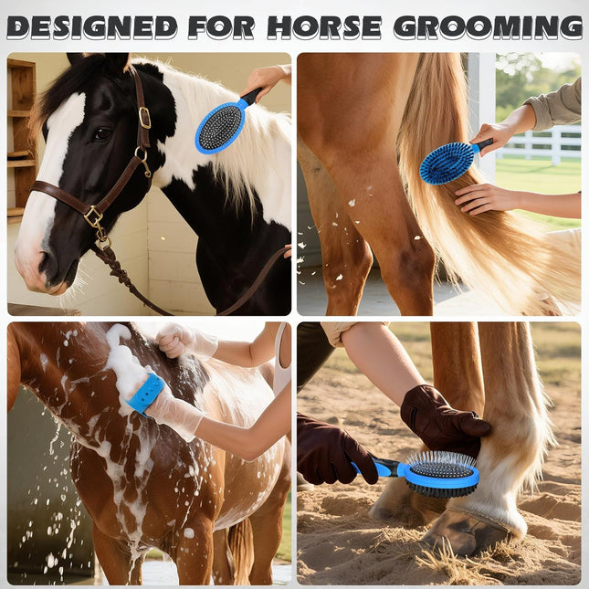 2PCS Pet Grooming Tools – Double-Sided Brush for Shedding & Bathing, Dogs, Cats, Horses (Blue)