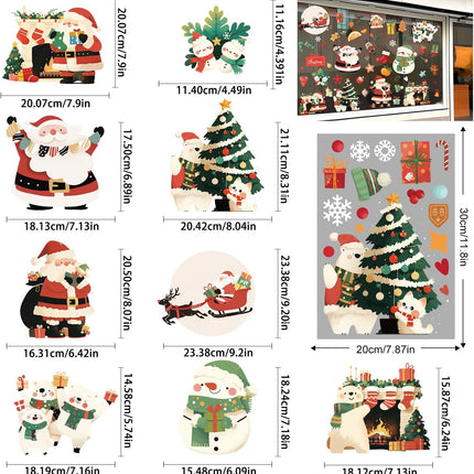 262PCS Christmas Window Clings – Colorful Santa & Snowflake Double-Sided Decals