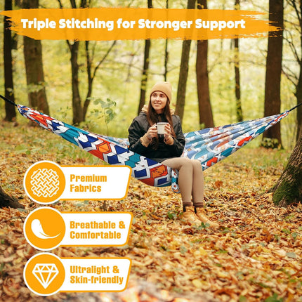 Ultralight Camping Hammock, 300kg Capacity, Compact Travel Hammock Straps & Carabiners
