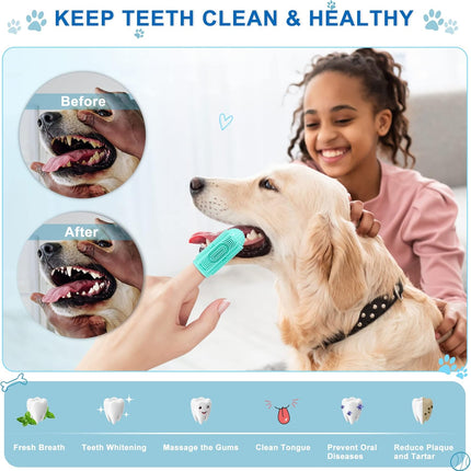 4-Pack Dog Toothbrush Kit – Finger & Regular Brushes for Teeth Cleaning & Dental Care