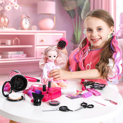 36PCS Hair Salon Toy Set for Girls – Pretend Play Makeup Kit with Stylist Accessories