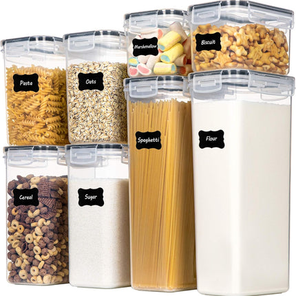 8-Piece Airtight Food Storage Containers – Plastic Kitchen & Pantry Canisters