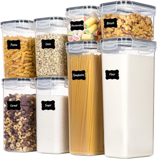 8-Piece Airtight Food Storage Containers – Plastic Kitchen & Pantry Canisters