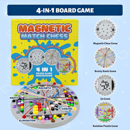 4 in 1 Strategy Board Game Set Chess Go Puzzle Rainbow Beads Ages 8+