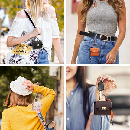 Small Backpack Keychain Coin Purse for Women Twist Lock Change Pouch Black