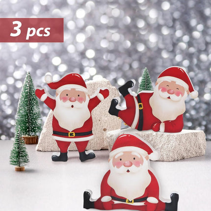 3PCS Wooden Santa Claus Christmas Decorations, Winter Tiered Tray Table Decor