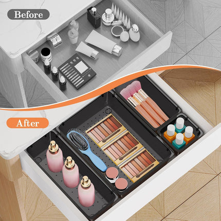 25-Piece Plastic Drawer Organizer Set – 4 Sizes for Makeup, Jewelry & More