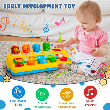 Interactive Pop Up Animal Toy Music Light Montessori Toddler Learning Gift