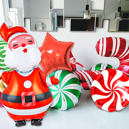 36-Pcs Christmas Foil Balloon Set – Santa, Snowman & Candy Cane Party Decor