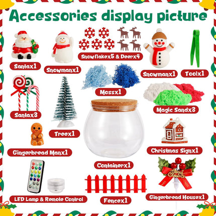 Christmas Terrarium Craft Kit for Kids – LED DIY Xmas Gift Set Ages 4-12