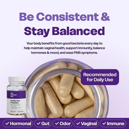 Her Fantasy Box Healthy Box Vaginal Probiotics for Women Prebiotic Lactobacillus Blend