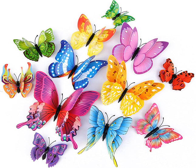 3D Butterfly Wall Stickers – 24/48 PCS, Colorful Party Decorations