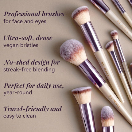 18-Pc Makeup Brush Set, Professional Foundation, Powder & Eyeshadow Brushes Case