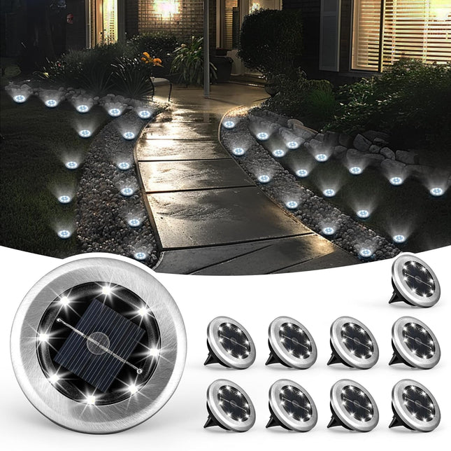 10-Pack Mini Solar Ground Lights – Waterproof Pathway Lights for Yard & Walkway