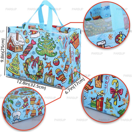 8PCS Xmas Gift Tote Bags – Non-Woven Bags for Wrapping & Holiday Gifts