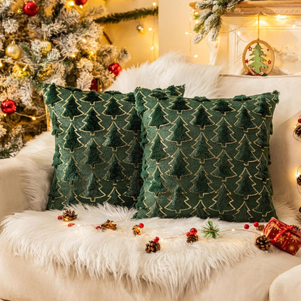 Christmas Pillow Covers 18x18 – Soft Green Faux Fur Sequins Cushion Set