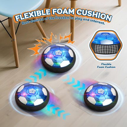 3-in-1 Hover Soccer Ball Set with LED Lights, Kids Indoor Outdoor Hockey Toy