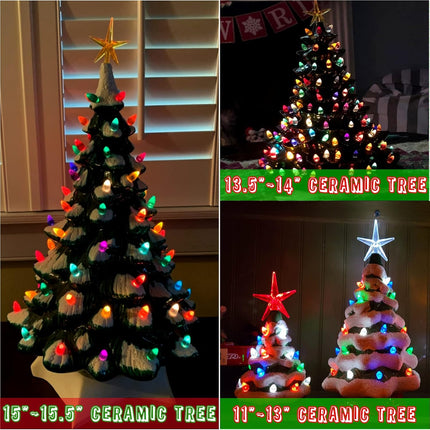 Ceramic Christmas Tree Replacement Bulbs Set – 117 Multicolor Lights + 5 Star Toppers