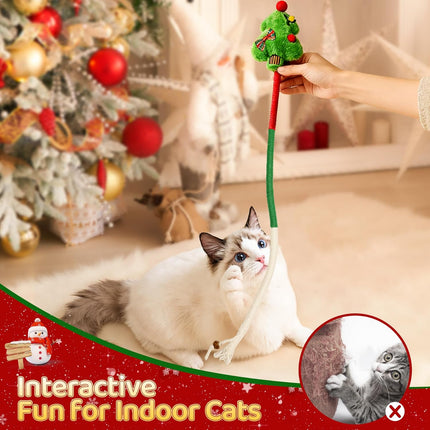 8PCS Christmas Cat Toys – Catnip Toys with Santa, Gingerbread & Chew Rope