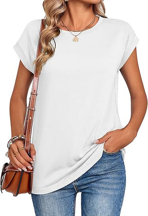 Women’s Summer Casual Cap Sleeve Tops Business Dressy Trendy Fashion Shirts