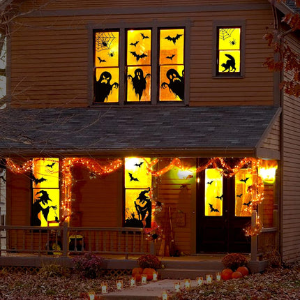 Large Halloween Window Clings, Scary Witch Silhouette Stickers for Window Decor