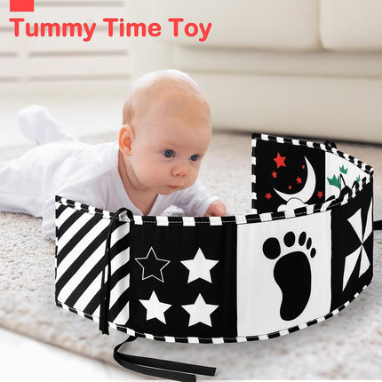 Black White Baby Toy, High Contrast Soft Book for Newborn Tummy Time 0-6M