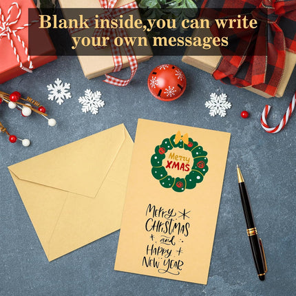 36 PCS Happy New Year Greeting Cards Kraft Note Cards with Envelopes & Stickers