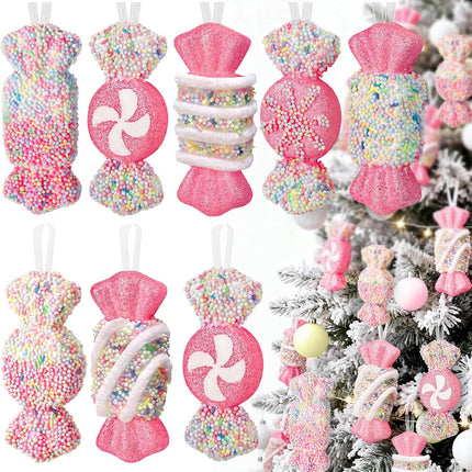 8PCS Christmas Candy Baubles Decorations for Tree Wreath Gifts and Parties