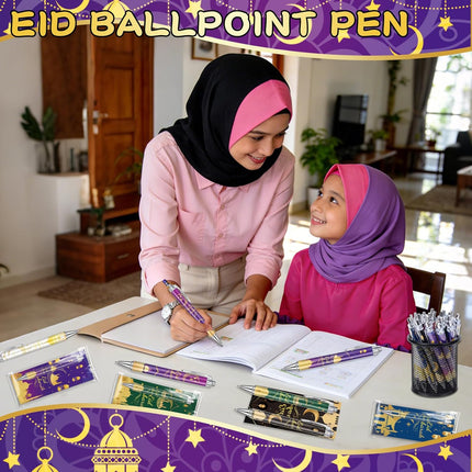 24-Piece Eid Mubarak Gift Set: Retractable Pens, Cards & Gift Bags for Ramadan Parties