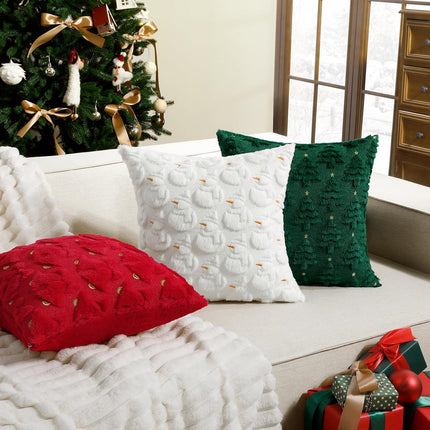 Christmas Tree Throw Pillow Covers – 2PCS 18x18" Green Faux Fur Cushion Case