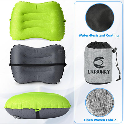 Ultralight Inflatable Camping Pillow, Ergonomic Neck & Lumbar Support, Travel