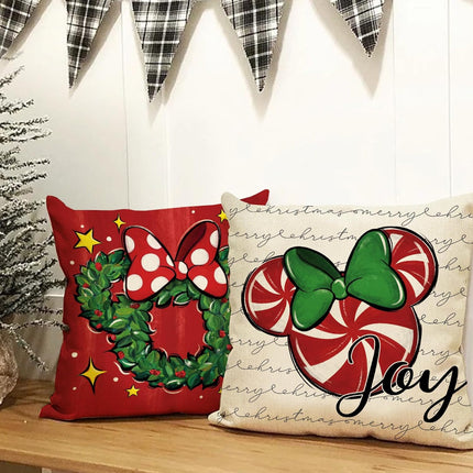 4PCS Christmas Throw Pillow Covers – 18"x18", Candy Cane & Wreath Design