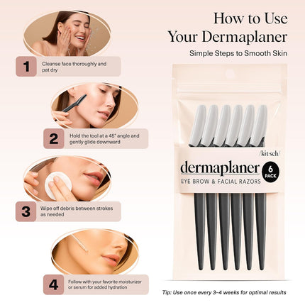 6 pcs Dermaplane Razor Set Black Face Razor for Women Men Skin Exfoliation Tool