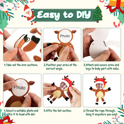 28PCS DIY Christmas Photo Frames – Snowman, Angel & Reindeer Ornaments