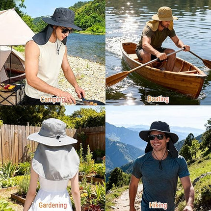 UPF 50+ Sun Hat with Neck Flap, Wide Brim, Adjustable, Foldable & Water Resistant