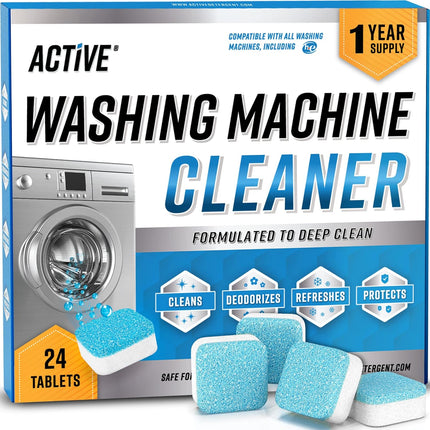 Washing Machine Cleaner Tablets 24 Pack HE Washer Descaler 12 Month Supply