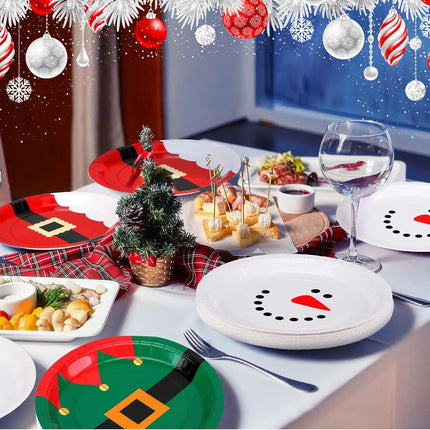 100-Piece Christmas Paper Plates 9-Inch Disposable Santa Dinnerware Set for Xmas