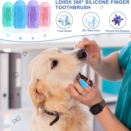 4-Pack Dog Toothbrush Kit – Finger & Regular Brushes for Teeth Cleaning & Dental Care