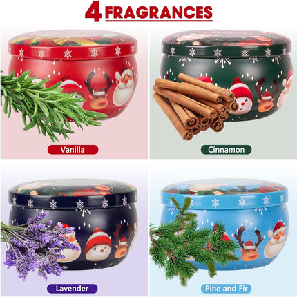 4PCS Christmas Scented Candles for Women Soy Wax Aromatherapy Gift Set