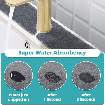 2 Pack Faucet Mat – Super Absorbent Microfiber Splash Guard for Kitchen & Bathroom