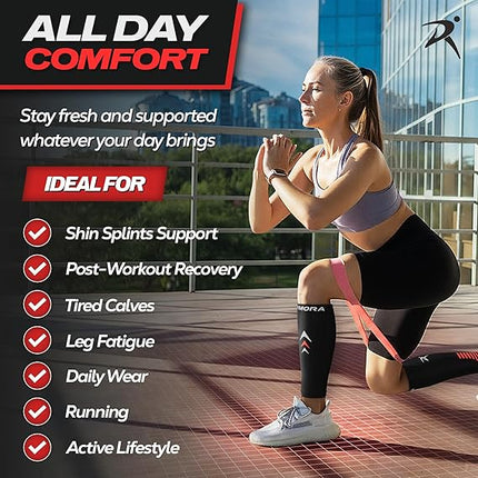 Calf Compression Sleeves – Men & Women, Footless Socks for Running & Fitness
