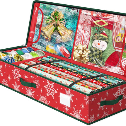 Christmas Wrapping Paper Organizer Box – Storage for Gift Wrap & Ornaments
