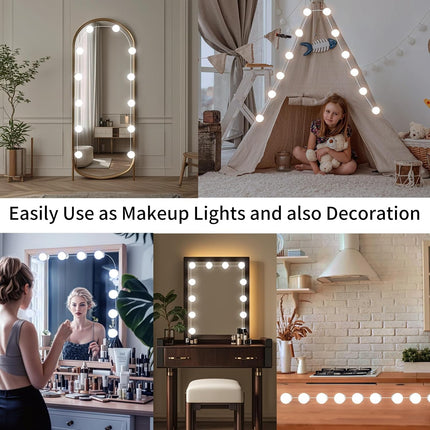 12Pcs LED Vanity Mirror Lights, 3CCT, 10-Level Dimming, USB, Hollywood Style