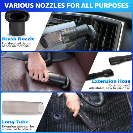 Car Cleaning Kit with 8000Pa Vacuum, 7Pcs Detailing Brushes & Storage Bag, Gray