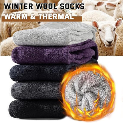 Merino Wool Hiking Socks for Men – 5 Pairs, Thick Thermal Winter Crew Socks