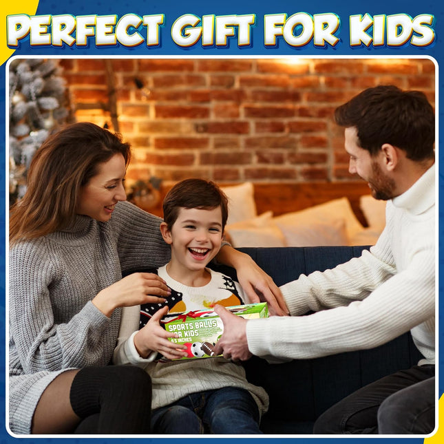 Multi‑Sport 8.5” Ball Set for Kids – Includes Football, Soccer, Playground & Pump