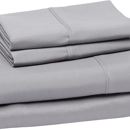 Luxury Microfiber 4 Piece Bed Sheet Set, Soft Wrinkle-Free Deep Pocket Full Gray