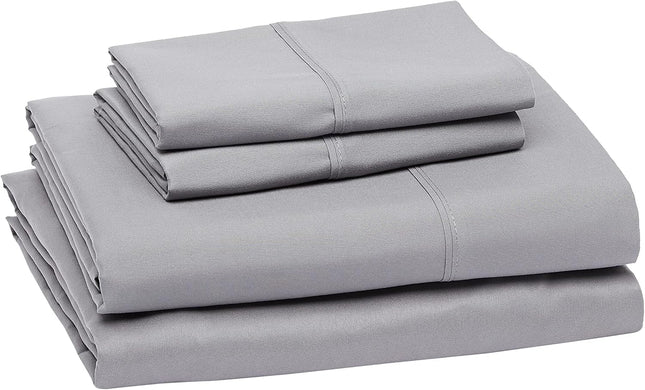 Luxury Microfiber 4 Piece Bed Sheet Set, Soft Wrinkle-Free Deep Pocket Full Gray