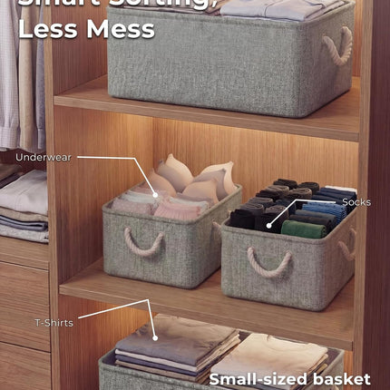 Gray Fabric Storage Cubes for Shelves – Small Organizer for Home & Nursery