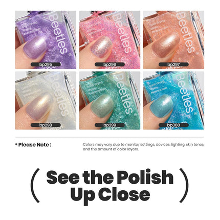 6-Color Glitter Nail Polish Set, Pastel Pearl Quick-Dry Lacquer for Nail Art